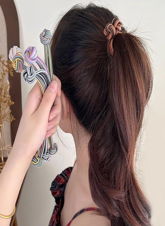 Jaczora 12 ربطة شعر بعقدة صينية للنساء، ربطات شعر ملونة عالية المرونة لذيل الحصان وتسريحات الشعر المرفوعة، حبل رأس بعقدة صينية للشعر الكثيف والخفيف - Image 5